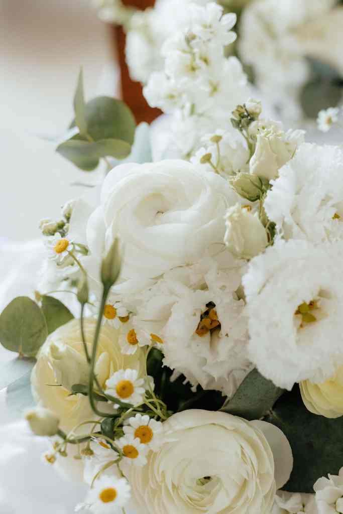 A detailed close-up shot of a summer bridal bouquet for a bride in Kelowna, BC