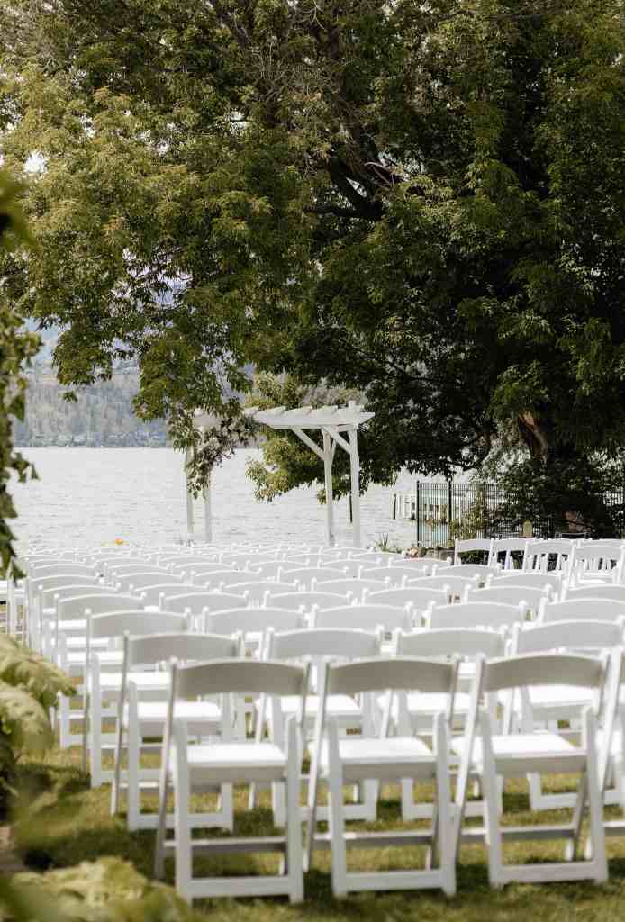 A wedding ceremony location looking over Lake Okanagan in Kelowna