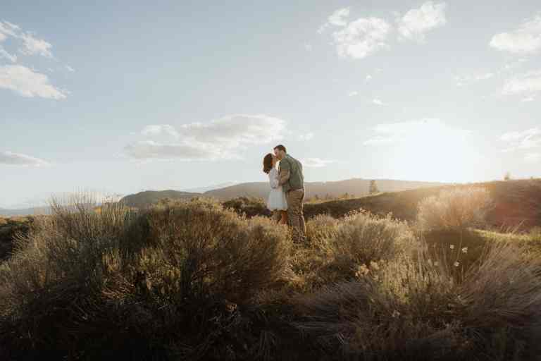 Gold Hour Engagement Session at Sanctuary Gardens in West Kelowna